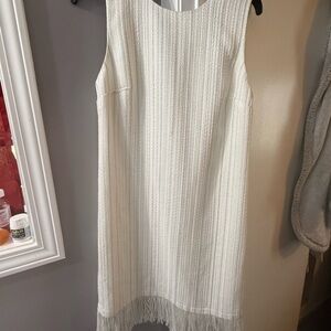 Karl Lagerfeld Textured Cream Midi Dress